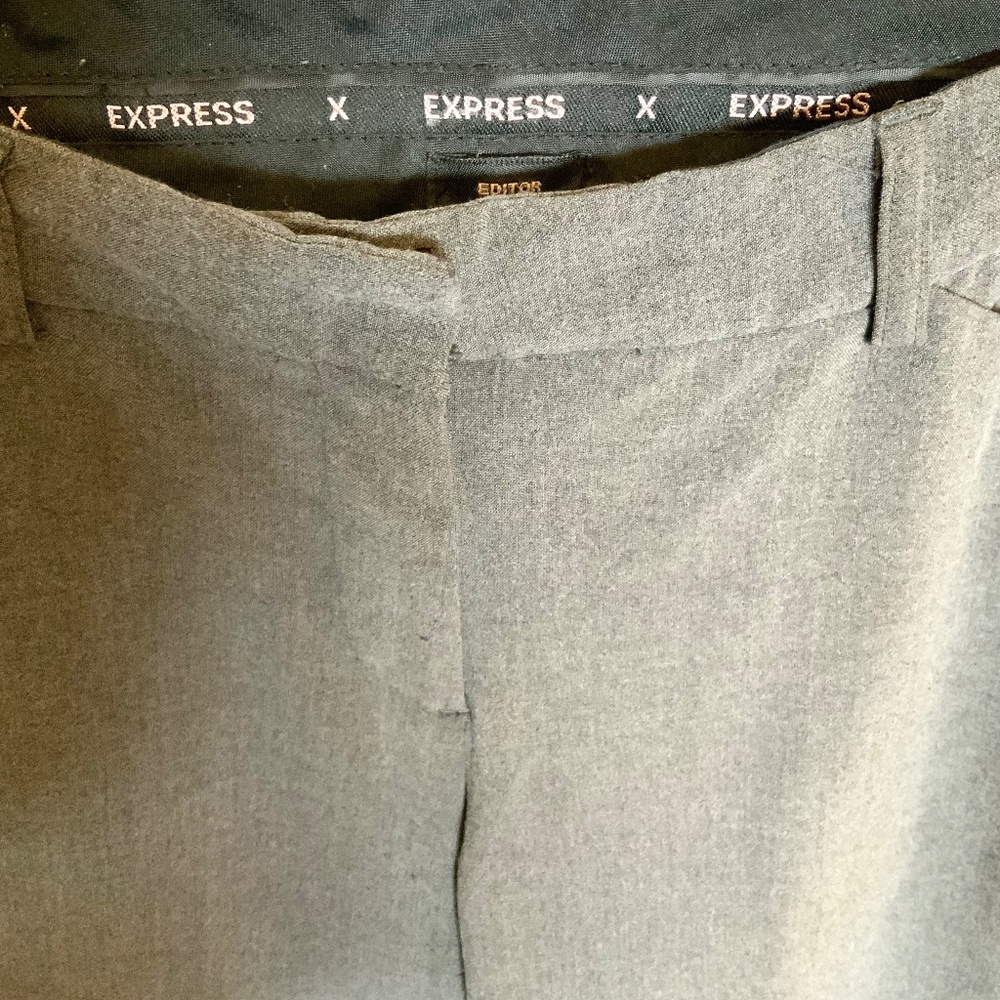 VINTAGE! Y2K Express Editor Wool Pants Grey Size 8 Trouser Low Rise